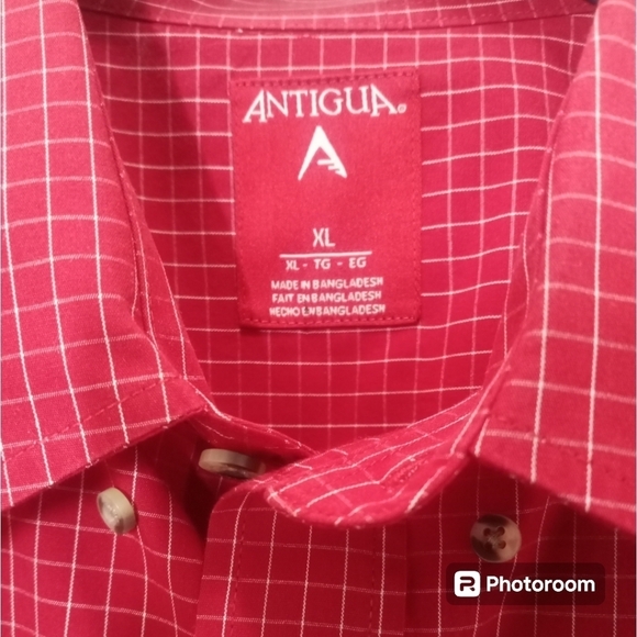 Antigua North Carolina State Windowpane Plaid Button Down Shirt Size XL - Picture 3 of 15